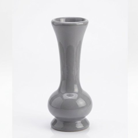 Vaso Solitário Bojudo em Cerâmica Artesanal Decorativa 17,5cm:Cinza