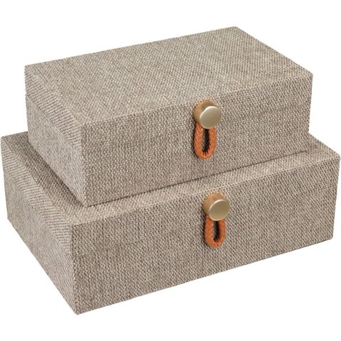 Kit 2 Caixa Organizadora Decorativa Home&co Chenile Bege