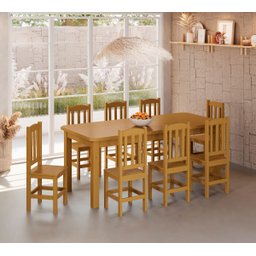 Conjunto Sala de Jantar 200x88 com 8 Cadeiras Diamante - Nemargi:mel - 2