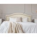 Ver imagem 1 de Cabeceira King Curva Luxo 193x60 Courino Off White - Tachas Fumê