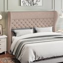 Ver mais imagens de Kit Cabeceira Cama Box Casal 140cm Madrid com Puff Recamier Santorini Linho Bege