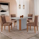 Ver imagem 1 de Mesa de Jantar Isadora 120cm Tampo Mdf Vidro com 4 Cadeiras Isadora