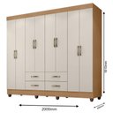 Ver imagem 3 de Guarda Roupa Casal Porto 8 Portas Nature Off White - Móveis Leão