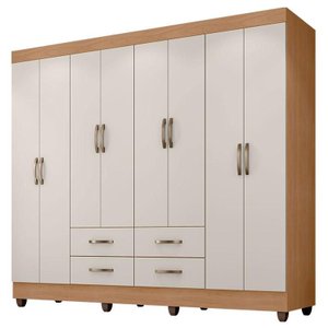 Guarda Roupa Casal Porto 8 Portas Nature Off White - Móveis Leão
