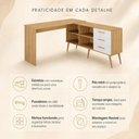 Ver imagem 3 de Mesa de Costura em L com 3 Gavetas e 4 Nichos para Artesanato Multimóveis MP6106 Madeirado/Branco