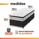 Ver imagem 3 de Cama Box Solteiro Colchão Molas Ensacadas Real 88x188x65cm Preto/Cinza- Suporta até 130kg por