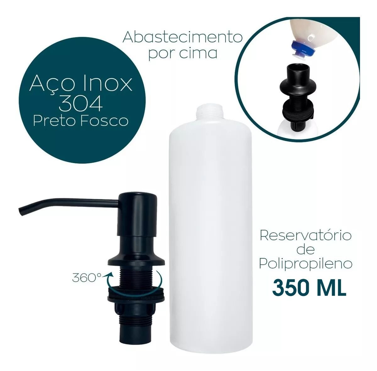 DISPENSER DOSADOR DE DETERGENTE PETRÓLEO 350 ML - PETRÓLEO - 2