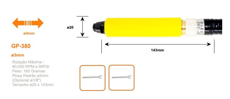 Buril/ Micro-Retífica Alta Velocidade 80.000 RPM GP-380 - 5