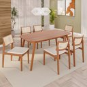 Ver imagem 1 de Sala de Jantar Mesa 160x76cm Tampo Laminado com 6 Cadeiras em Linho Ceci Yescasa Marrom