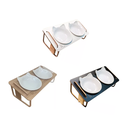 Ver imagem 4 de Comedouro Duplo Inclinado Elevado para Gatos em Mdf e Porcelana - Madeirada