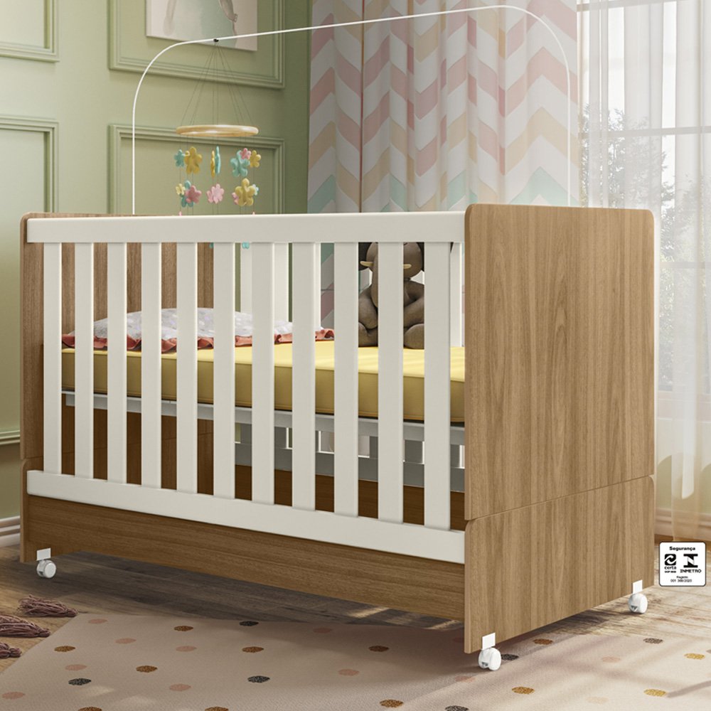 Berço Mini Cama 2 em 1 Encanto Nature Off White Plla - 2