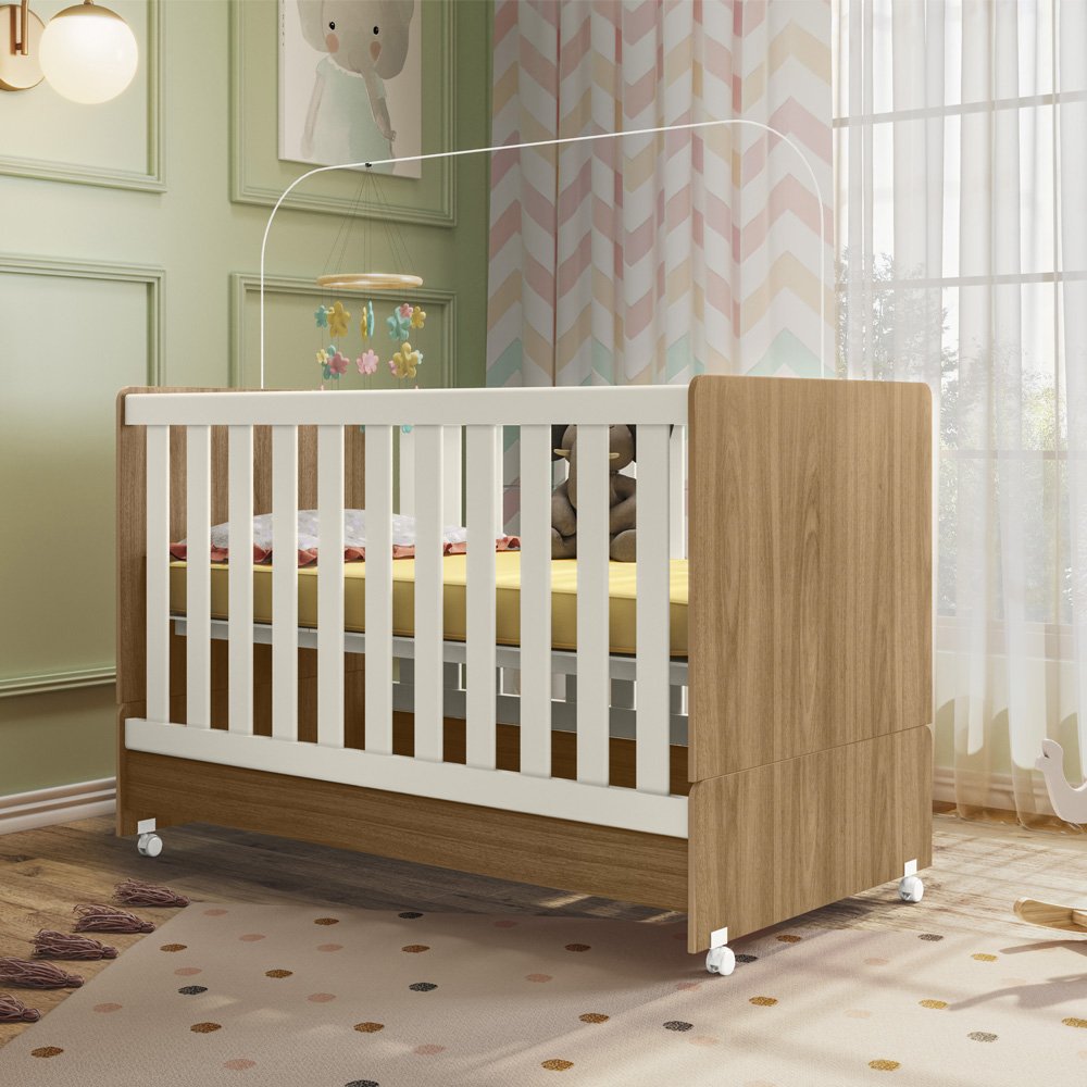 Berço Mini Cama 2 em 1 Encanto Nature Off White Plla - 3
