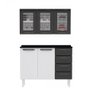 Cozinha Colormaq Titanium Aço 2 peças, 3 vidros , 5 Portas e 04 Gavetas - Branco e Grafite - 1