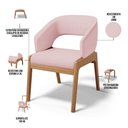 Ver imagem 3 de Kit 02 Cadeiras de Jantar e Estar Living Estofada Lince L02 Linho Rosê - Lyam Decor