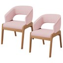 Ver imagem 1 de Kit 02 Cadeiras de Jantar e Estar Living Estofada Lince L02 Linho Rosê - Lyam Decor