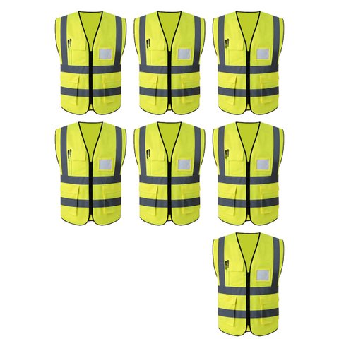 Colete Refletivo Kit 7 Unidades Sinalizador EPI Segurança Trabalho Proteçao Blusao Fluorescente Obra