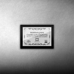 Kit 5 Certificados Diplomas A4 com Tela de Acetato e MDF - Moldura Preta - 5