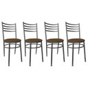 Ver imagem 1 de Conjunto 4 Cadeiras Jantar de Metal Preto e Assento Estofado Marrom
