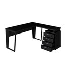 Ver imagem 4 de Mesa L 150cm Pé Metal Gaveteiro 4 Gavetas e Chave F5 Office Cor:preto