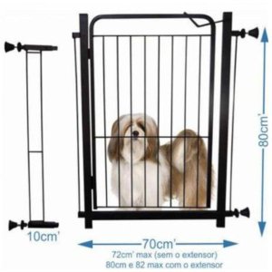 Portão para Pet Aramado com Prolongador 10cm Preto Aço Mix