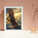 Ver imagem 1 de Quadro Arquétipo Águia com Chave de Ouro 24x18cm - com Vidro:moldura Branca