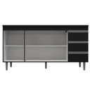 Ver imagem 3 de Balcão Gabinete de Pia Andréia 150cm Amêndoa/preto S/ Tampo - Ajl Móveis