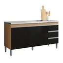 Ver imagem 1 de Balcão Gabinete de Pia Andréia 150cm Amêndoa/preto S/ Tampo - Ajl Móveis