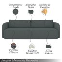 Ver imagem 3 de Sofá Living Sala de Estar Abel 220cm Bipartido Pés de Madeira Veludo Grafite G33 - Gran Belo
