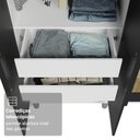 Ver imagem 7 de Guarda-Roupa Solteiro com Pés 4 Portas Batentes com Espelho Branco/Preto/Preto Saturno Madesa