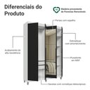 Ver imagem 4 de Guarda-Roupa Solteiro com Pés 4 Portas Batentes com Espelho Branco/Preto/Preto Saturno Madesa