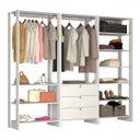 Ver imagem 1 de Closet Modulado 3 Peças com 2 Cabideiros 3 Gavetas e 10 Nichos Yes Branco