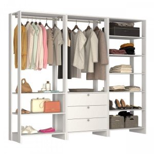 Closet Modulado 3 Peças com 2 Cabideiros 3 Gavetas e 10 Nichos Yes 