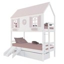 Ver imagem 2 de Beliche Casinha Bela 2 Gavetas Kit Escada Branco-rosa Housin