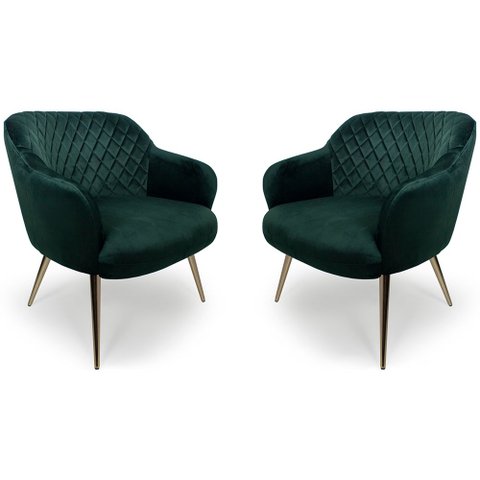 Kit 2 Poltronas Jade Pés Palito Gold Veludo Verde - Casaepoltrona