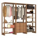 Ver imagem 1 de Guarda-Roupa Modulado Closet 3 Peças 2 Cabideiros 3 Gavetas e 10 Nichos Yes Marrom