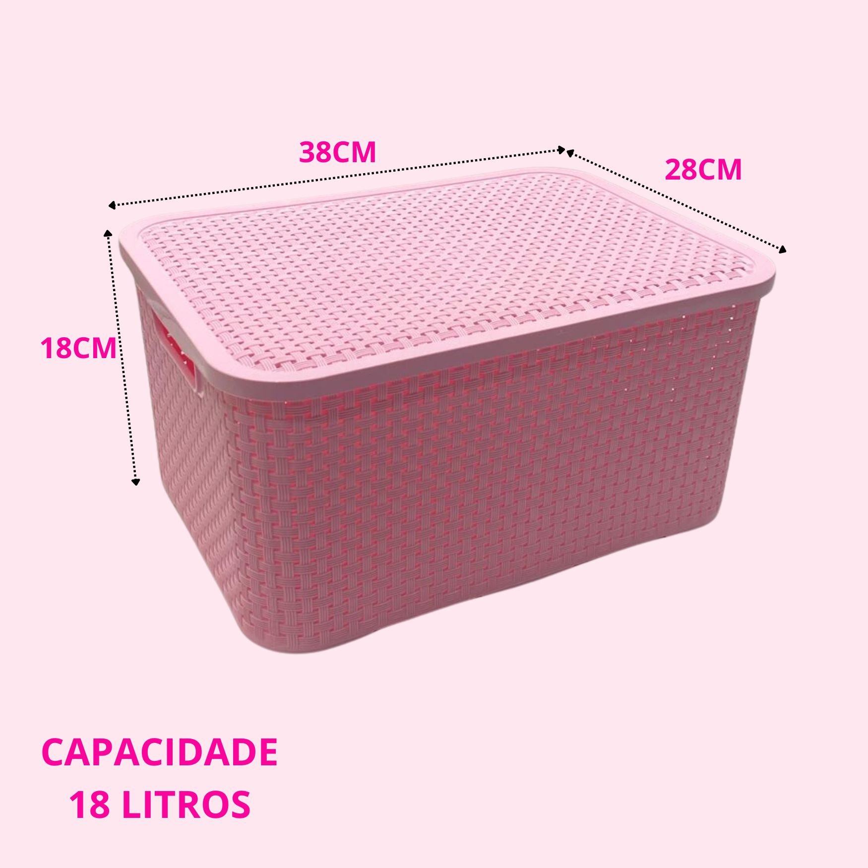 Kit 6 Caixas Organizadoras Multiuso Rattan 18 Lts com Tampa - 2