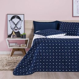 Cobre Leito Casal Balls Micropercal 200fios 3pç Marinho Lilly Home Enxovais - 3