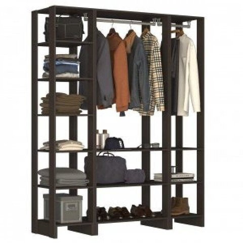 Guarda-Roupa Modulado Closet 3 Peças 2 Cabideiros e 12 Nichos Yes Preto