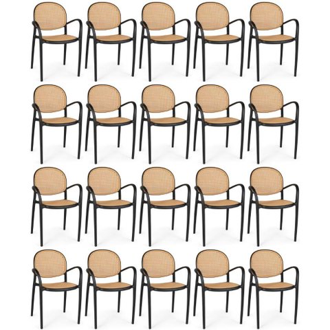 Kit 20 Cadeiras de Jantar Roma com Braço para Sala e Cozinha - Preto