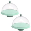 Ver imagem 1 de Kit 2 Porta Bolo com Cúpula e Pé 30cm Verde Menta Bubble Crippa Boleira Tortas Doces