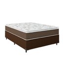 Ver imagem 1 de Cama Box Casal Colchão Molas Ensacadas Pillow Top Martino 138x188x63cm Marrom/Branco Umaflex
