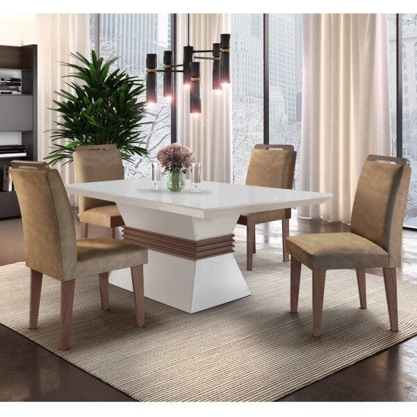 Conjunto Sala de Jantar Mesa e 4 Cadeiras Santorini Espresso Móveis - 1