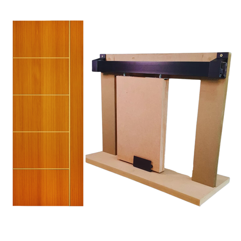 Kit Porta Madeira Frisada 4000 - 90x210 + Trilho Correr 1,80 Preto + Brinde