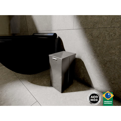 Lixeira Inox Slim 6,5L Calha Úmida com Tampa Articulada Escovada