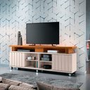 Ver imagem 1 de Rack Bancada para Sala Ambiente Rivera 1.8 Off White Cinamomo – Hb Móveis
