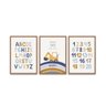 Kit 3 Quadros Alfabeto Número Letras Retroescavadeira Quarto Menino Infantil - 2