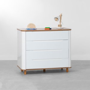 Cômoda Curva Nina 4 Gavetas com Tampo em Cinamomo - Branco Abra Cadabra