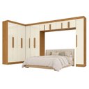 Ver imagem 1 de Guarda Roupa Modulado de Canto Closet Madrid 14 Portas Bater 2 Gavetas MDP Madeirado-Off White Maxel