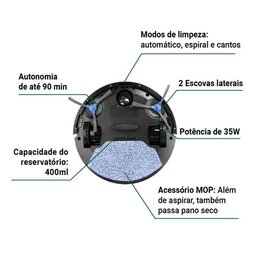 Aspirador de Pó Robô Philco 3 em 1 com Mop Pas23 Antiqueda Bivolt - 5