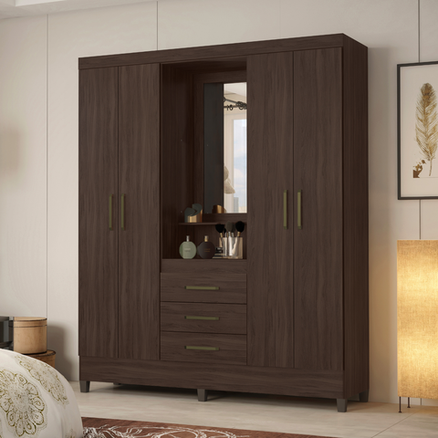 Conjunto de Guarda Roupa e Sapateira Casa Azzur 4 Portas
